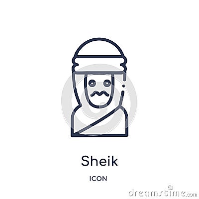 Linear sheik icon from Desert outline collection. Thin line sheik vector isolated on white background. sheik trendy illustration Vector Illustration