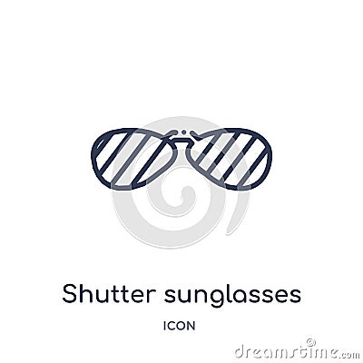 Linear shutter sunglasses icon from Clothes outline collection. Thin line shutter sunglasses vector isolated on white background. Vector Illustration