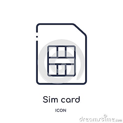 Linear sim card icon from Electronics outline collection. Thin line sim card icon isolated on white background. sim card trendy Vector Illustration