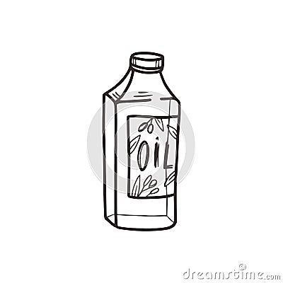 Linear sketch of a bottle of olive oil Vector Illustration