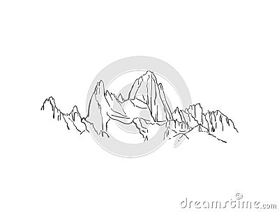 Linear sketch of Fitz Roy mountain in Patagonia Vector Illustration