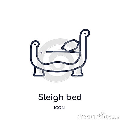 Linear sleigh bed icon from Furniture and household outline collection. Thin line sleigh bed icon isolated on white background. Vector Illustration