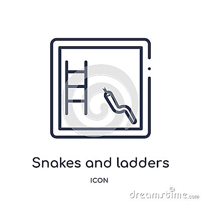 Linear snakes and ladders icon from Entertainment outline collection. Thin line snakes and ladders icon isolated on white Vector Illustration