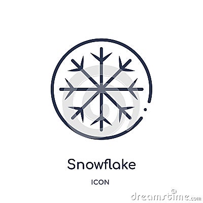 Linear snowflake icon from Hockey outline collection. Thin line snowflake icon isolated on white background. snowflake trendy Vector Illustration