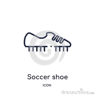 Linear soccer shoe icon from Clothes outline collection. Thin line soccer shoe vector isolated on white background. soccer shoe Vector Illustration