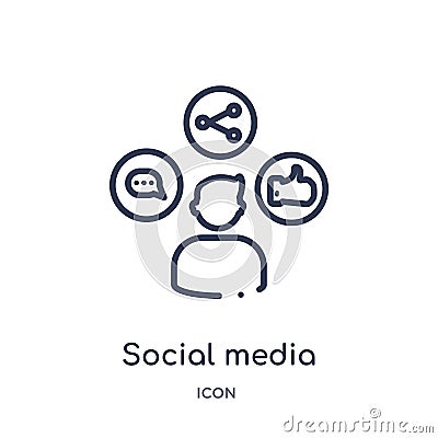 Linear social media icon from Digital economy outline collection. Thin line social media vector isolated on white background. Vector Illustration