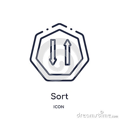 Linear sort icon from Arrows outline collection. Thin line sort vector isolated on white background. sort trendy illustration Vector Illustration