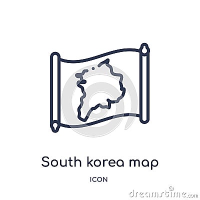 Linear south korea map icon from Countrymaps outline collection. Thin line south korea map vector isolated on white background. Vector Illustration