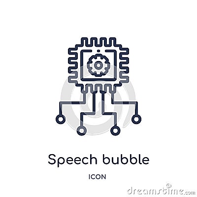 Linear speech bubble icon from Artificial intellegence and future technology outline collection. Thin line speech bubble vector Vector Illustration