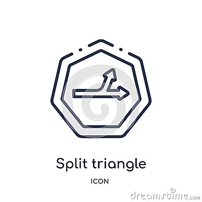 Linear split triangle icon from Arrows outline collection. Thin line split triangle vector isolated on white background. split Vector Illustration