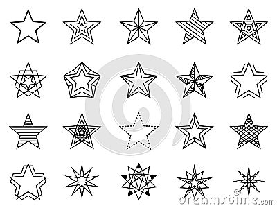 Linear stars vector set Vector Illustration