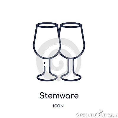 Linear stemware icon from Food outline collection. Thin line stemware icon isolated on white background. stemware trendy Vector Illustration