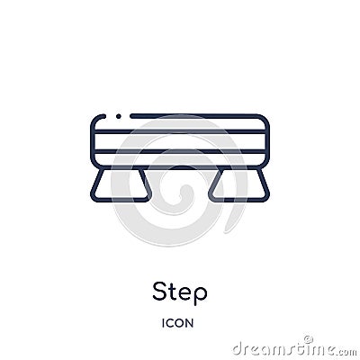 Linear step icon from Gym equipment outline collection. Thin line step icon isolated on white background. step trendy illustration Vector Illustration