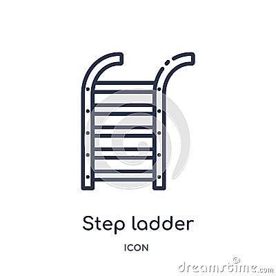 Linear step ladder icon from Industry outline collection. Thin line step ladder icon isolated on white background. step ladder Vector Illustration