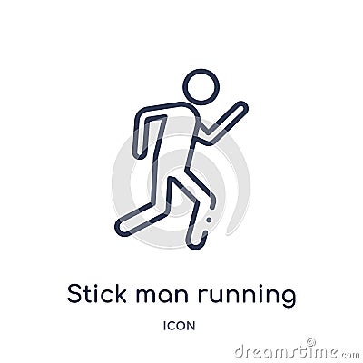 Linear stick man running icon from Behavior outline collection. Thin line stick man running vector isolated on white background. Vector Illustration