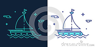 Linear style icon of a boat vector Vector Illustration