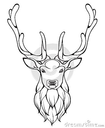Linear stylized deer Vector Illustration