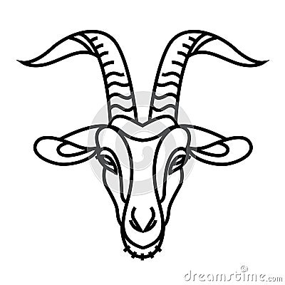 Linear stylized drawing Goat`s head Vector Illustration