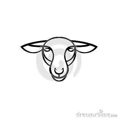 Linear stylized drawing - head of sheep or ram Vector Illustration