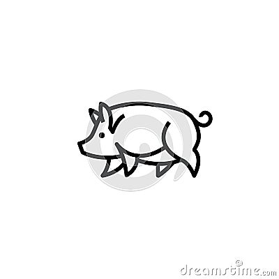 Linear stylized drawing of pig swine Vector Illustration