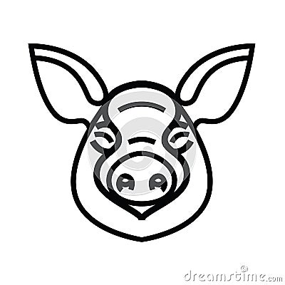 Linear stylized drawing of pig swine Vector Illustration