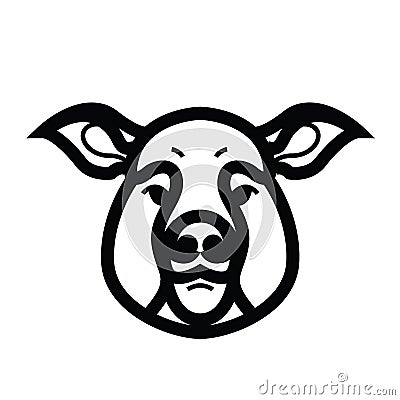 Linear stylized drawing of pig swine Vector Illustration