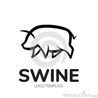 Linear stylized drawing of pig swine Vector Illustration