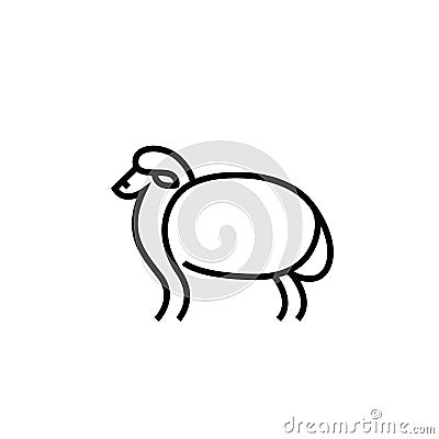 Linear stylized drawing of sheep or ram Vector Illustration