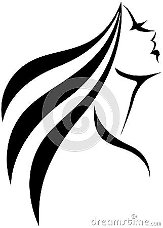 Vector illustration. linear stylized silhouette of a woman in profile. Line drawing Vector Illustration