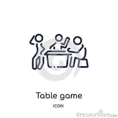 Linear table game icon from Activity and hobbies outline collection. Thin line table game vector isolated on white background. Vector Illustration