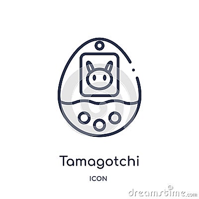Linear tamagotchi icon from Entertainment and arcade outline collection. Thin line tamagotchi vector isolated on white background Vector Illustration