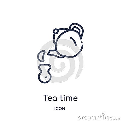 Linear tea time icon from Food outline collection. Thin line tea time icon isolated on white background. tea time trendy Vector Illustration