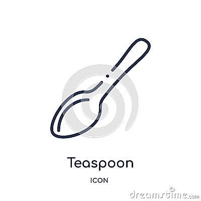 Linear teaspoon icon from Kitchen outline collection. Thin line teaspoon icon isolated on white background. teaspoon trendy Vector Illustration