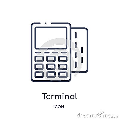 Linear terminal icon from Business and analytics outline collection. Thin line terminal vector isolated on white background. Vector Illustration