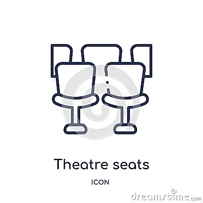 Linear theatre seats icon from Cinema outline collection. Thin line theatre seats vector isolated on white background. theatre Vector Illustration