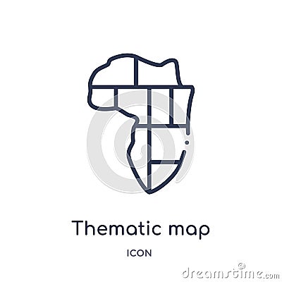 Linear thematic map icon from Maps and locations outline collection. Thin line thematic map icon isolated on white background. Vector Illustration