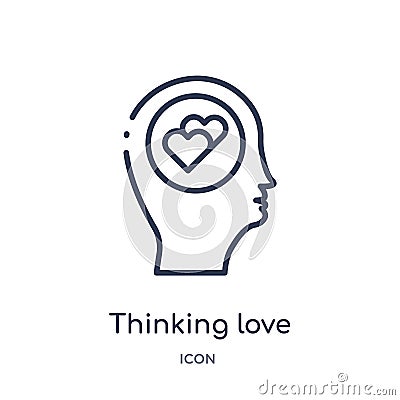 Linear thinking love icon from Brain process outline collection. Thin line thinking love vector isolated on white background. Vector Illustration