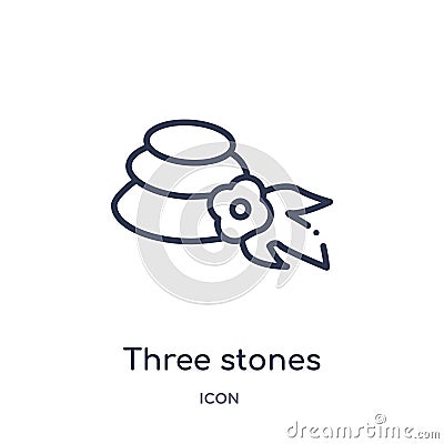 Linear three stones icon from Beauty outline collection. Thin line three stones vector isolated on white background. three stones Vector Illustration