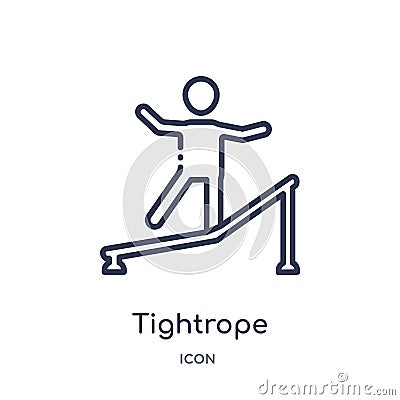 Linear tightrope walker man icon from Circus outline collection. Thin line tightrope walker man vector isolated on white Vector Illustration