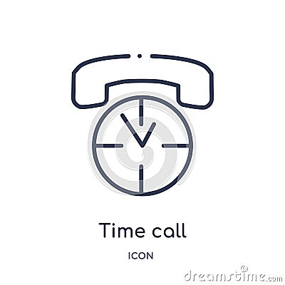 Linear time call icon from Comunation outline collection. Thin line time call vector isolated on white background. time call Vector Illustration