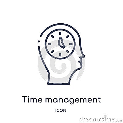 Linear time management icon from Brain process outline collection. Thin line time management vector isolated on white background. Vector Illustration
