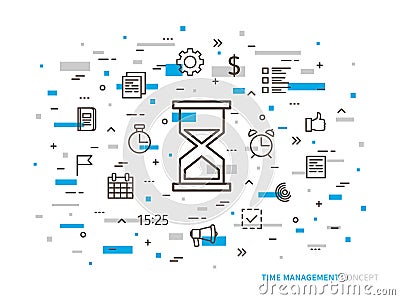 Linear time management vector illustration Vector Illustration