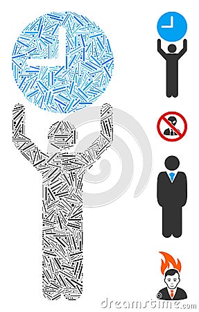 Linear Time Manager Icon Vector Collage Stock Photo