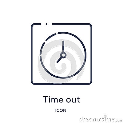 Linear time out icon from Business and finance outline collection. Thin line time out icon isolated on white background. time out Vector Illustration