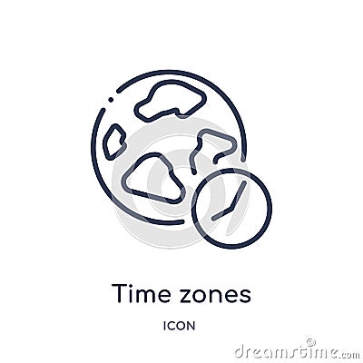 Linear time zones icon from Airport terminal outline collection. Thin line time zones vector isolated on white background. time Vector Illustration