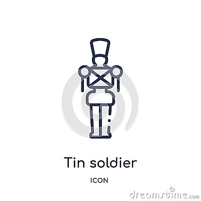 Linear tin soldier icon from Christmas outline collection. Thin line tin soldier vector isolated on white background. tin soldier Vector Illustration