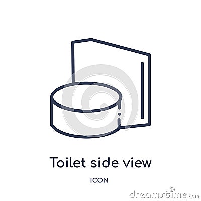 Linear toilet side view icon from Buildings outline collection. Thin line toilet side view icon isolated on white background. Vector Illustration