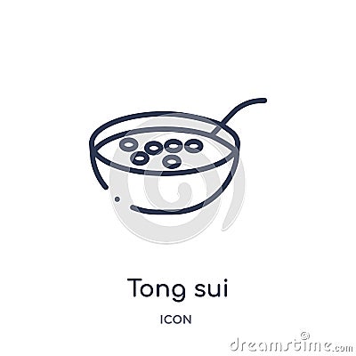 Linear tong sui icon from Food and restaurant outline collection. Thin line tong sui icon isolated on white background. tong sui Vector Illustration