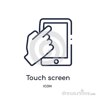 Linear touch screen icon from Artifical intelligence outline collection. Thin line touch screen vector isolated on white Vector Illustration