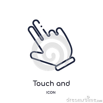 Linear touch and scroll gesture icon from Hands and guestures outline collection. Thin line touch and scroll gesture icon isolated Vector Illustration